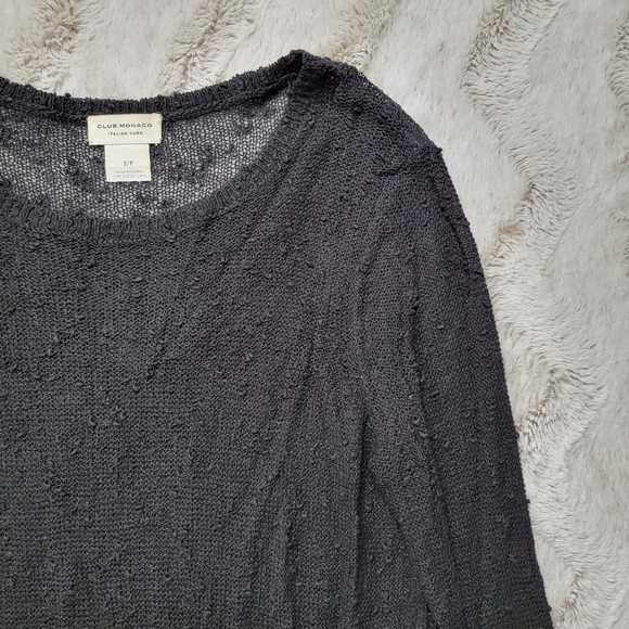 Club Monaco Italian Yarn Black Viscose Blend Asymmetrical Knit Top Size S - Picture 5 of 12